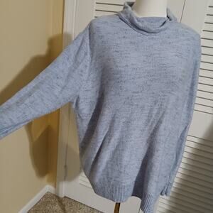J.JIll Wearever Collection XL Periwinkle Flecked Cowl Neck Sweater Cotton Blend
